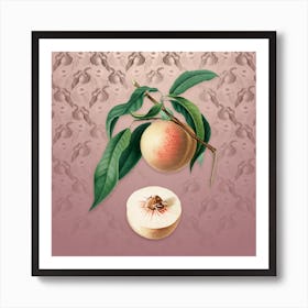 Vintage Peach Botanical on Dusty Pink Pattern n.0157 Art Print