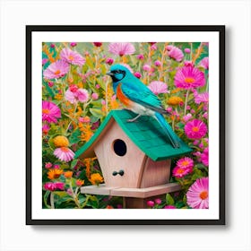 Birdhouse In The Garden Art Print