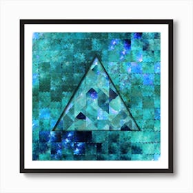 Abstract Geometric Blue Galaxy Square Art Print