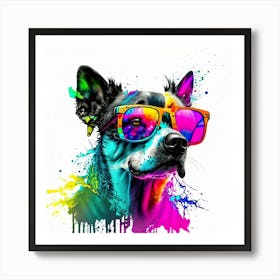 Colourful Dog Sunglasses (73) Art Print