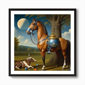 Horse And A Cow Art Print