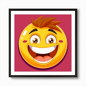 Yellow Emoji Smiley Face With Big Smile 4 Art Print