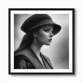 Portrait Of A Woman In A Hat Art Print