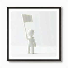 White Man Holding A White Flag Art Print