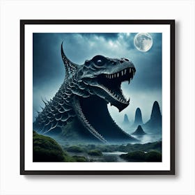 Dragon In The Moonlight Art Print