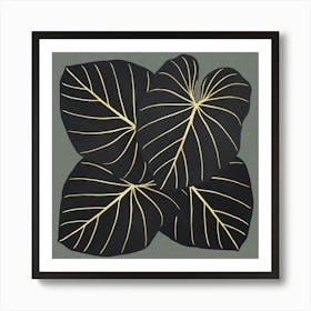 Black and gold leaves 3 Affiche