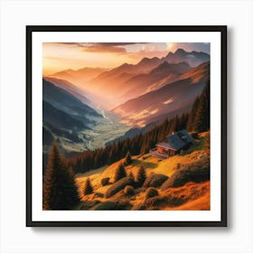 Sunset In The Mountains 11 Art Print