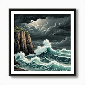 Wave Crashing On Rocks In The Ocean Art Prints (2) Art Print