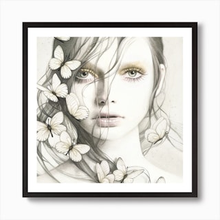 Tangle Butterfly Square Art Print