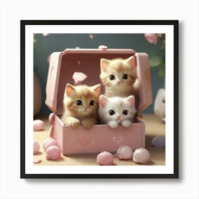 Kittens In A Box Art Print