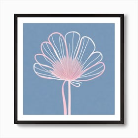 A White And Pink Flower In Minimalist Style Square Composition 499 Art Print