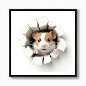 Hamster Peeking Out Of Hole 1 Art Print