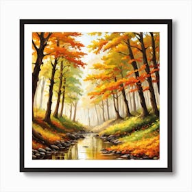 Forest In Autumn In Minimalist Style Square Composition 81 Art Print