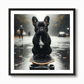 French Bulldog On a Skateboard 2 Print Art Print