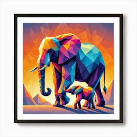 Mountain Pair Elephants Art Print