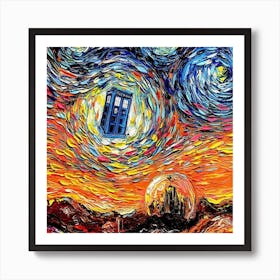 Tardis Starry Night Doctor Who Van Gogh Parody Art Print