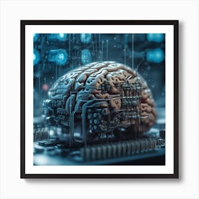 Brain On A Computer 5 Art Print