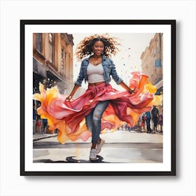 Hip Hop Dancer In The City Art Print