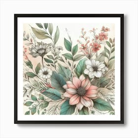 Watercolor Flowers Art Print