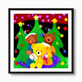 Gay Christmas Teddy Bears 004 1 Art Print