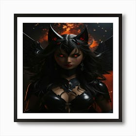 Default Black Cat Demon Angel Woman 2 Art Print