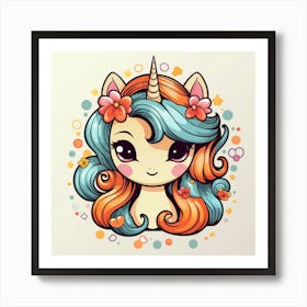 Unicorn With Rainbow Mane 59 Art Print