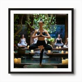 Woman Practicing Yoga Art Print