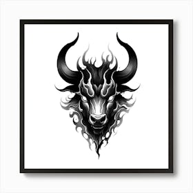 Bull Head Tattoo 2 Art Print