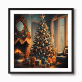 Christmas Tree with Presents (Winter 2023) Art Print