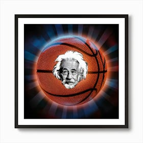 Basketball Ball With Albert Einstein Art Print