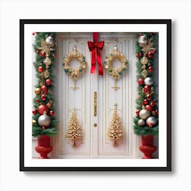 Christmas Door 150 Art Print