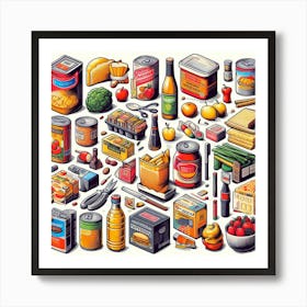 Illustration Of Food Items Affiche