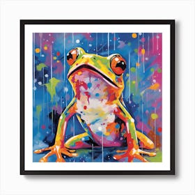 Frog In The Rain Art Print