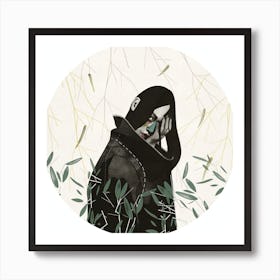 Girl In Black Jacket Art Print