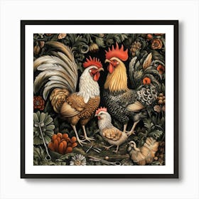 Roosters 2 Art Print