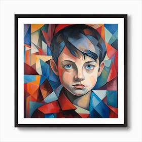 Boy With Blue Eyes. Abstract Art. Art Print