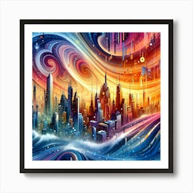 Abstract Cityscape Painting Poster