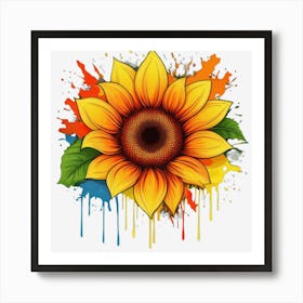 Dripping Sunflower Art Print