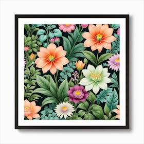 Floral Seamless Pattern 30 Art Print