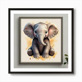 Baby Elephant Painting Art Print