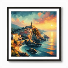 Sunset In Cinque Terre Art Print