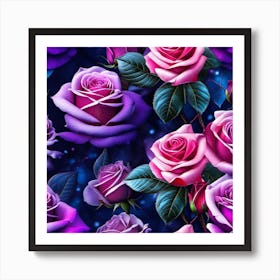 Purple Roses Wallpaper Art Print