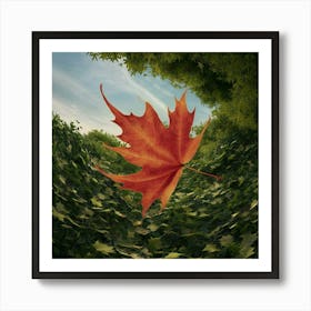 A Stunning High-Resolution Photo of a Vibrant Red Leaf Art Print