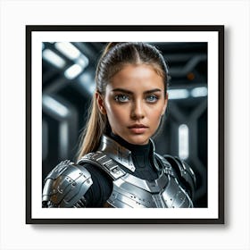 Futuristic Girl In Armor Art Print