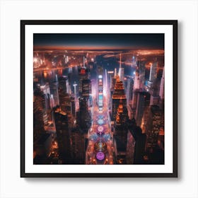 Cityscape At Night Art Print