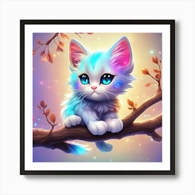 Cute Kitten On A Branch 5 Art Print