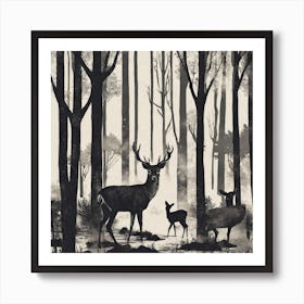 Deer In The Woods 12 Art Print