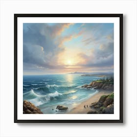 Sunset At The Beach 1 Art Print