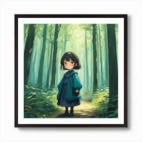 Little Girl In The Forest Art Print