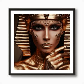 Egyptian Woman With Gold Makeup Art Print